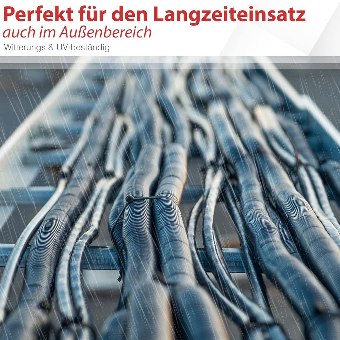 HeiKab 1000 Kabelbinder 300 x 3,6 mm - UV-Beständig - Mindestzugfestigkeit 180 N / 18,3 kg - Schwarz