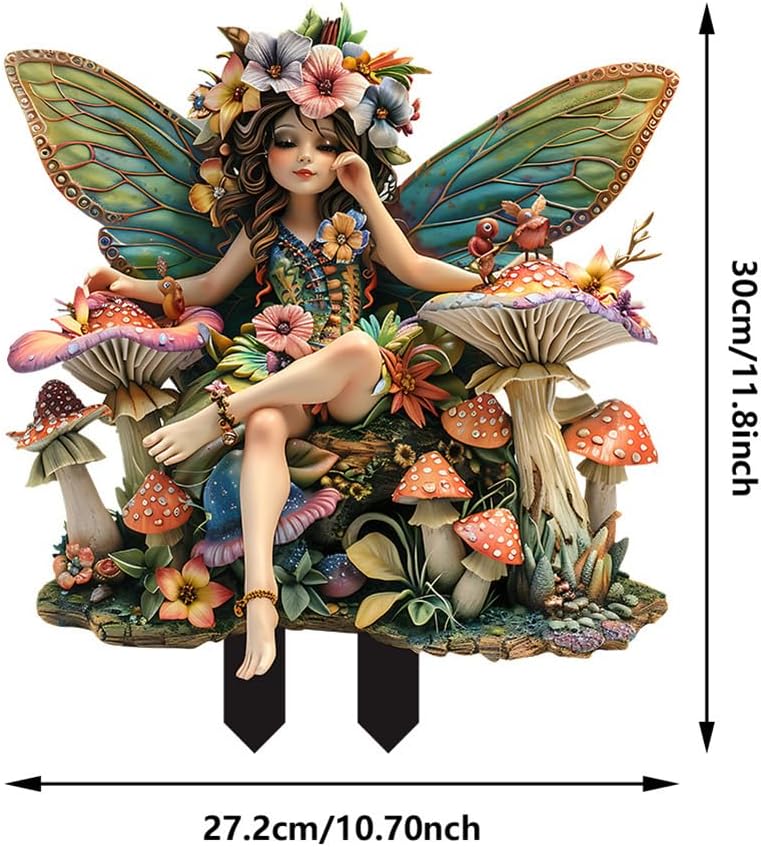 Bohemian Feen Blumentopf Figuren, Fairy Garden Miniatur Feen Figuren Elfen Bodenstecker Dekor Schild