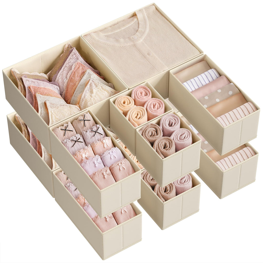 SONGMICS Aufbewahrungsbox für Schublade, 12er Set, Schubladen Organizer, Faltbox, Unterwäsche Organi