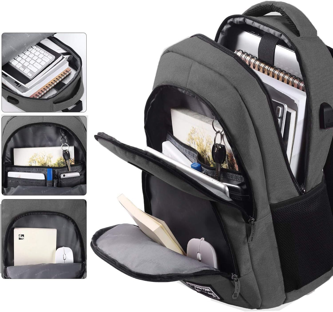 YAMTION Laptop Rucksack,Rucksack Herren mit USB-Ladeanschluss Schulrucksack Jungen Teenager mit 15,6