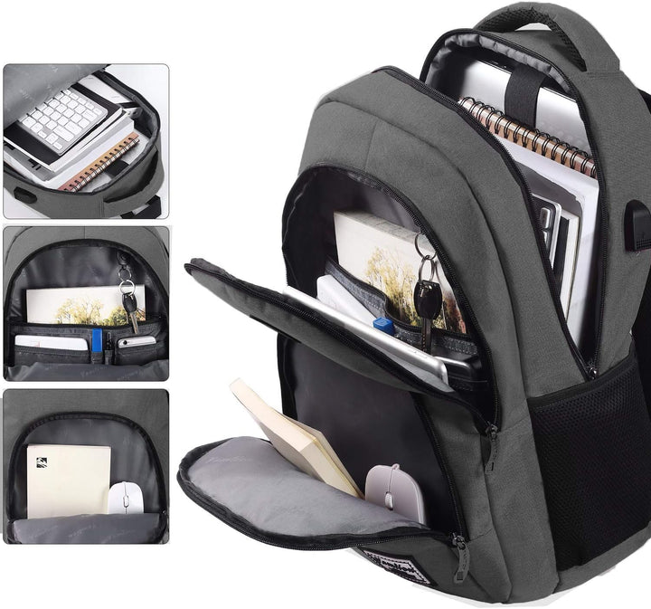 YAMTION Laptop Rucksack,Rucksack Herren mit USB-Ladeanschluss Schulrucksack Jungen Teenager mit 15,6