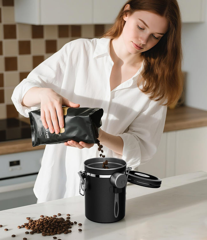 Coffee Gator Kaffeedose Edelstahl, Luftdicht Vorratsdose mit Deckel, Datum Tracker, CO2-Freigabevent