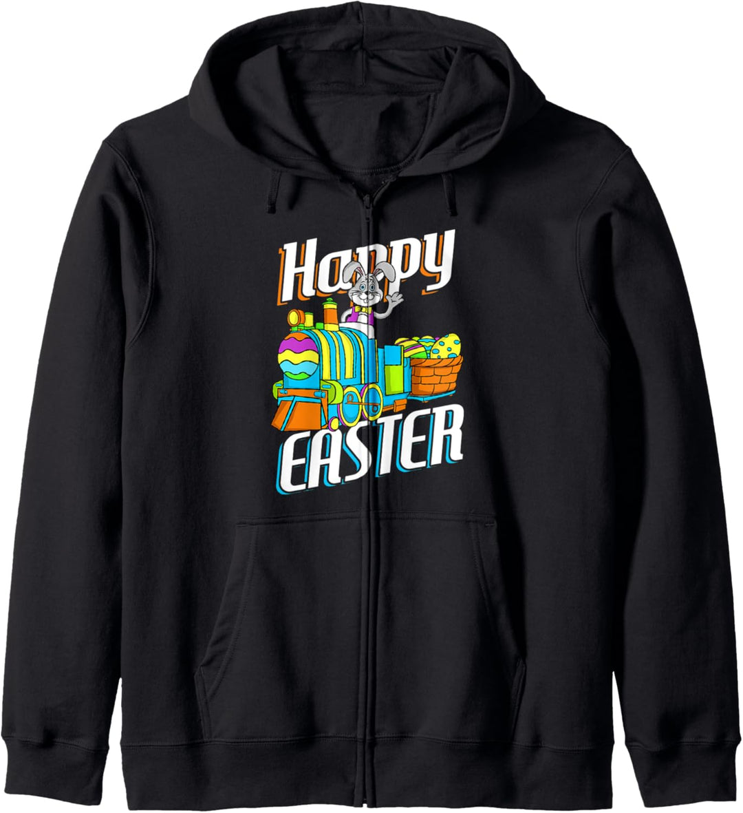 Frohe Ostern Kaninchen Hase Ei jagen Zug Korb Geschenk Kapuzenjacke