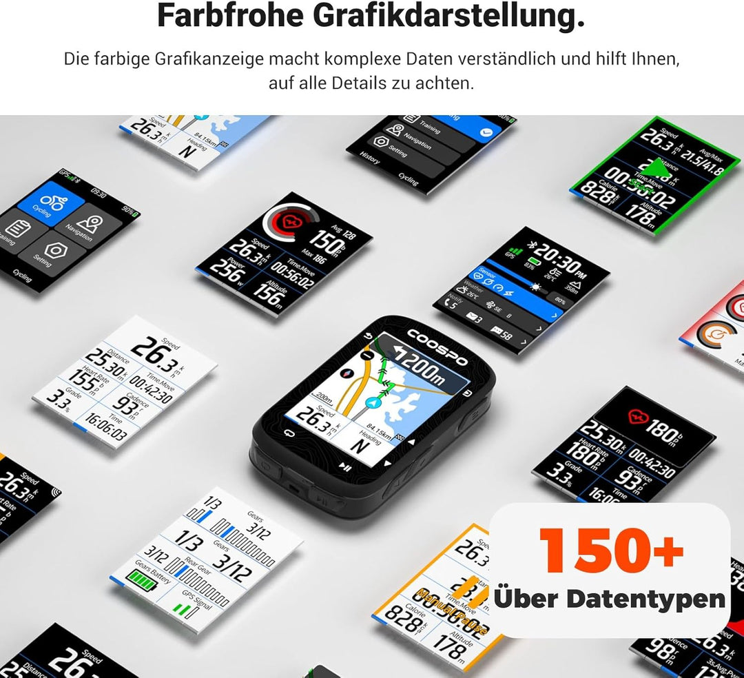 COOSPO Farbtouchscreen GPS Fahrradcomputer CS600, Wireless IPX7 Wasserfestes Fahrrad-GPS-Tachometer