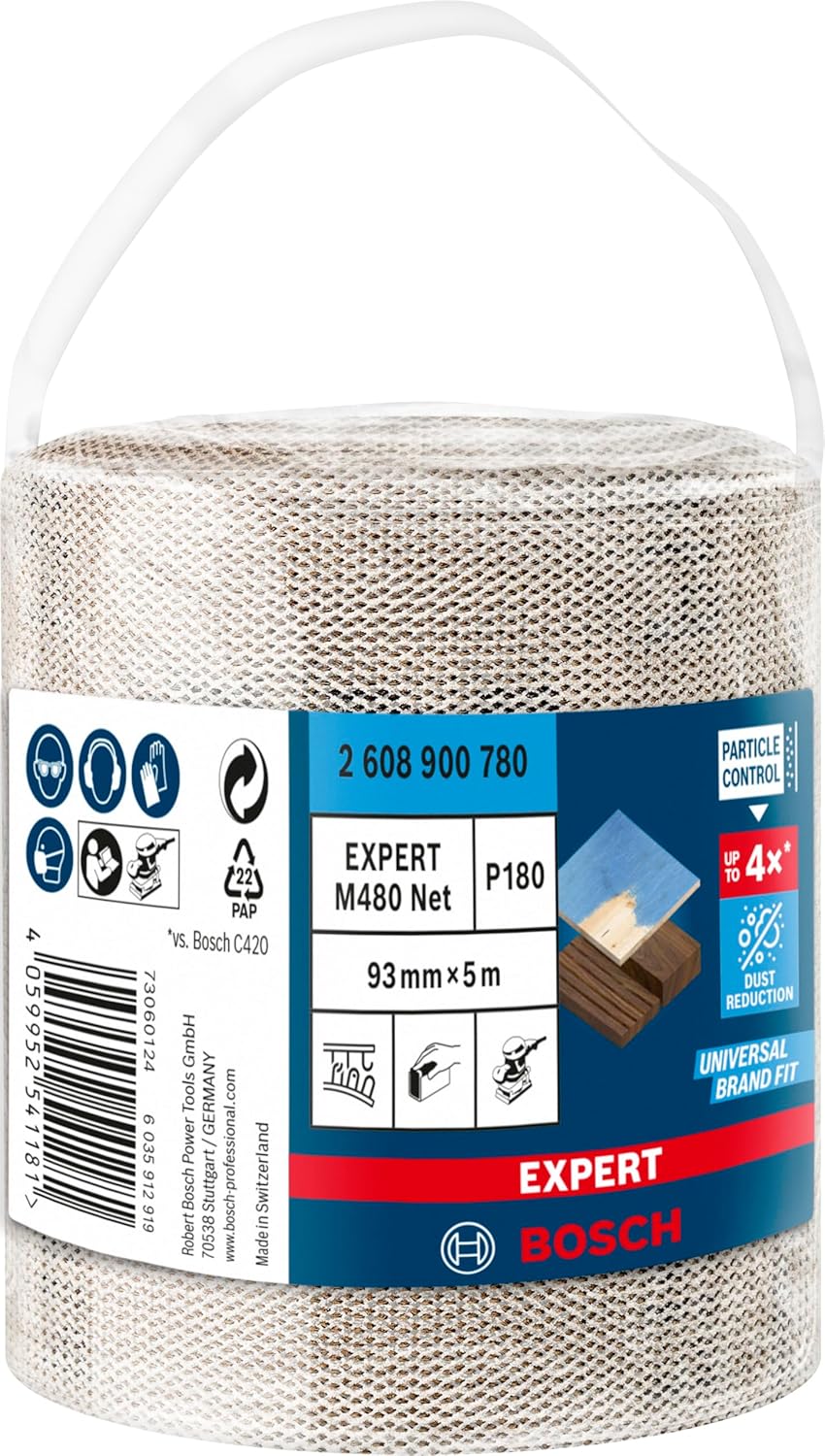 Bosch Accessories 1x Expert M480 Netzstruktur Schleifrolle (für Hartholz, Farbe auf Holz, Breite 93