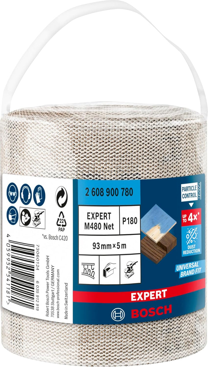 Bosch Accessories 1x Expert M480 Netzstruktur Schleifrolle (für Hartholz, Farbe auf Holz, Breite 93