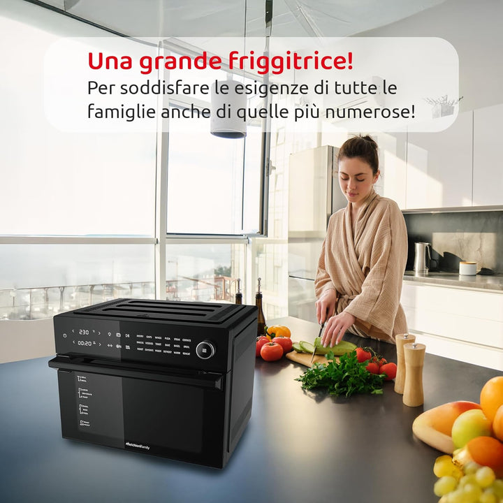 Melchioni Family | Heissluftfritteuse mit 30 Liter Kapazität BENEDETTA, Digitales Display, Dual Cook