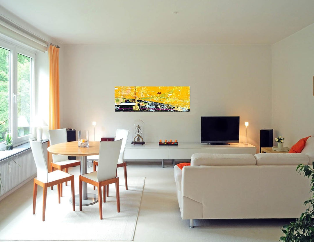 Paul Sinus Art Panoramabild auf Leinwand und Keilrahmen 150x50cm Malerei Graffiti Poster Grunge abst