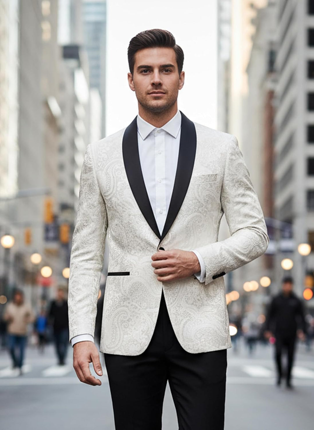 COOFANDY Smokingjacke für Herren, Blumenmuster, luxuriös, Bestickt, Hochzeit, Blazer, Kleid für Part