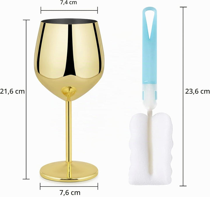 Livole Rotweingläser Set, 18Oz 550ml Weingläser aus Edelstahl, Champagner Gläser, Pokale Gross Bauch