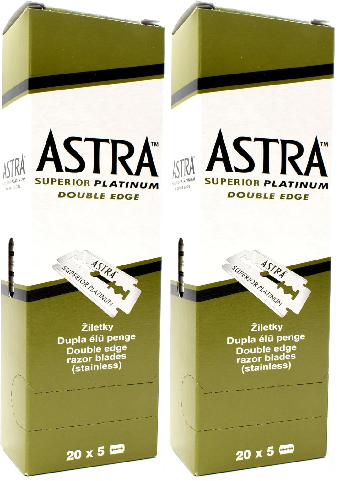 Astra Rasierklingen, hergestellt in Russland, 100 Stück (Packung mit 2) 1 stück (2er Pack), 1 stück