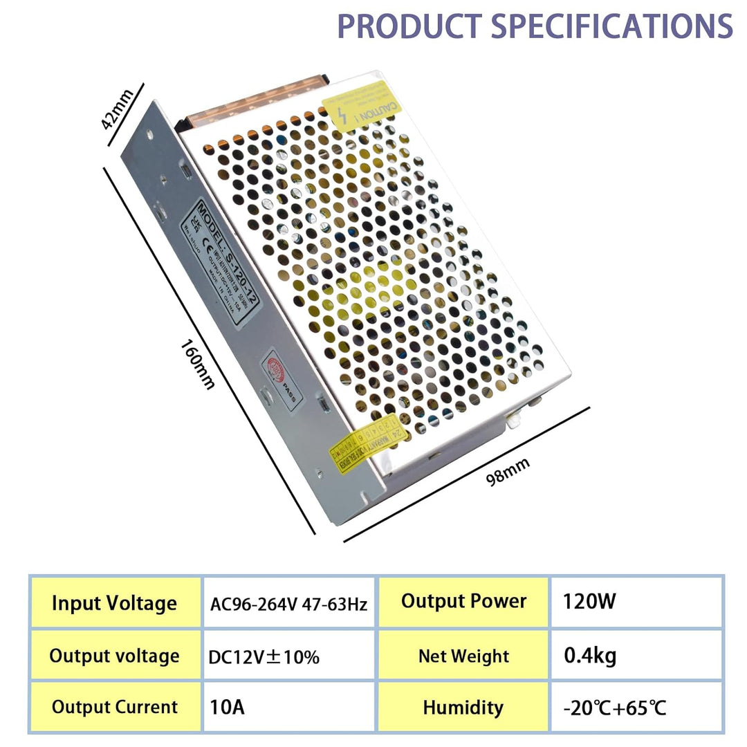 Weishuo 12V 10A Schaltnetzteil 120W Netzteil Transformator Driver Adapter für Überwachungskamera, LE
