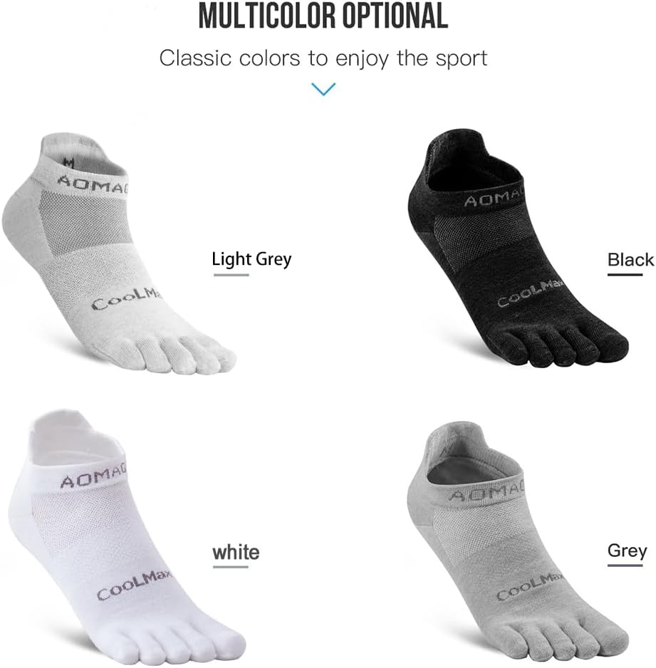 Zehensocken für Frauen Männer Coolmax Laufsocken 5 Fingersocken athletische Zehensocken 3 Paar 43-47