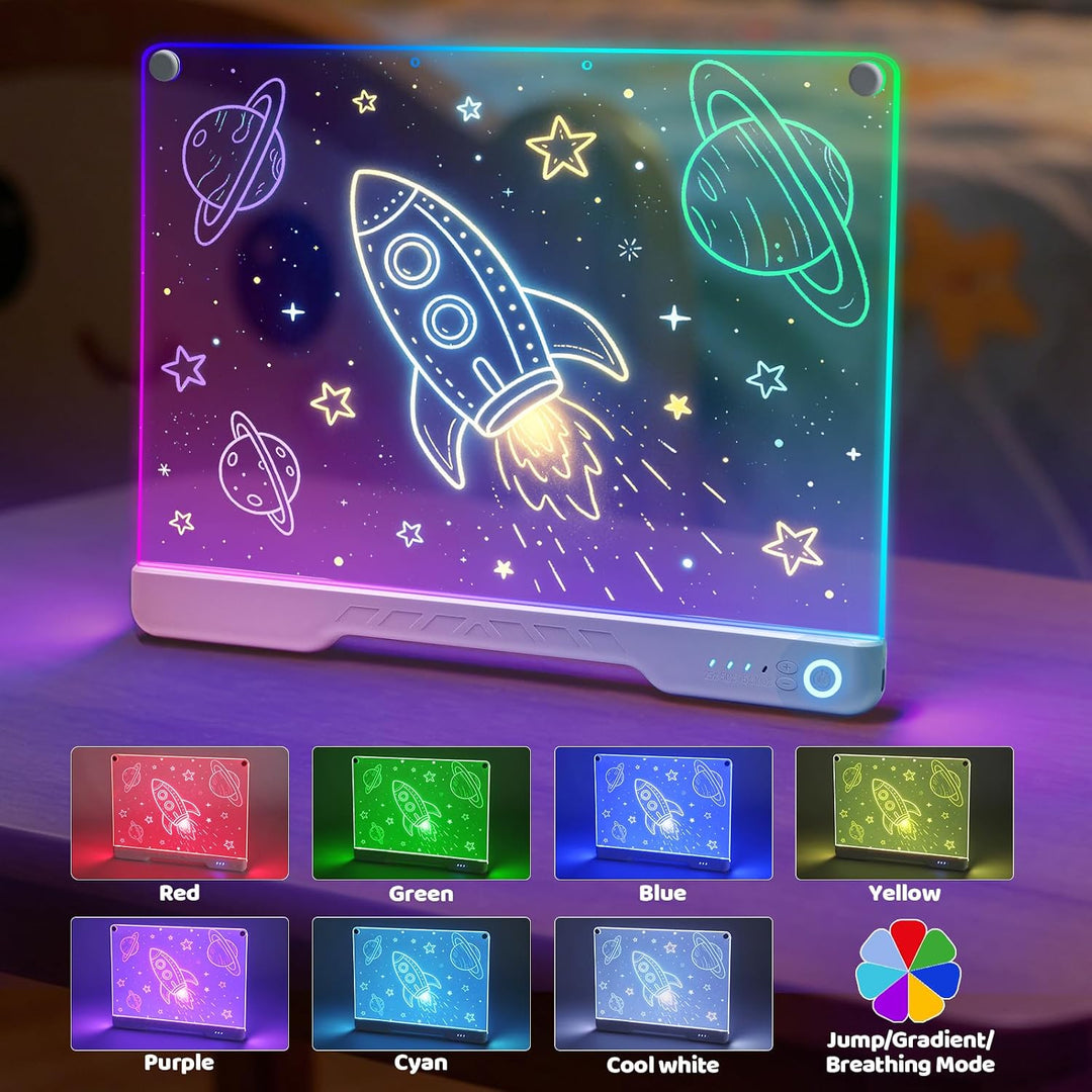 Idealife LED Zeichenbrett Wiederaufladbar für Jungen & Mädchen | 3mm Wiederverwendbare Maltafel mit