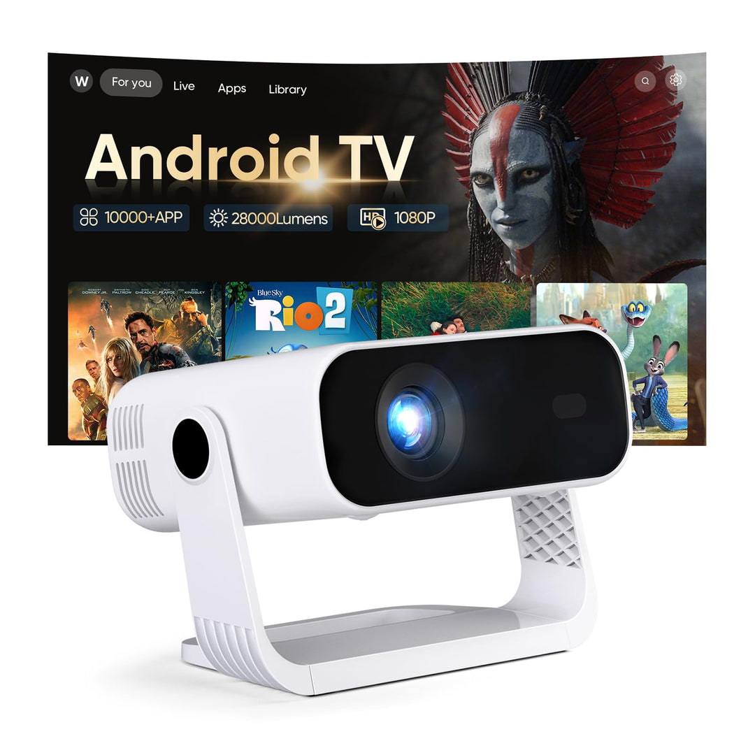 Smart Mini-Beamer, 1080p mit 4K-Unterstützung, mit automatischer Trapezkorrektur, Wi-Fi 6 und Blueto