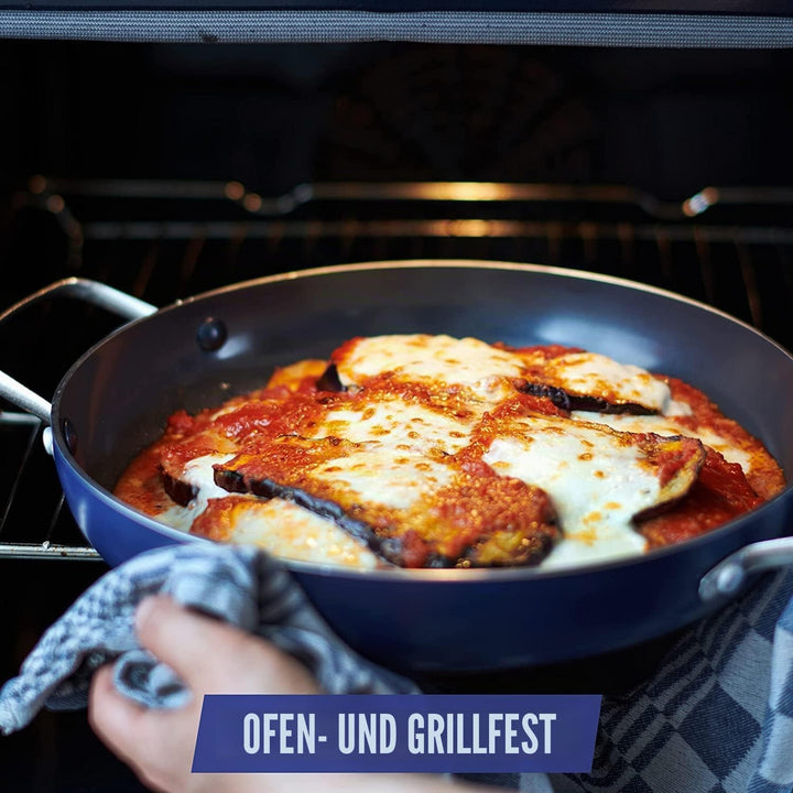 Blue Diamond Cookware Diamantierte Keramische Antihaft-Grillpfanne 28 cm mit Glasdeckel, PFAS-frei,
