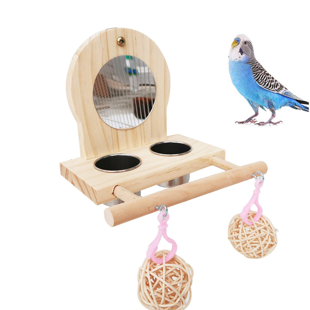 Vogelspiegel für Käfig, 2 Stück Edelstahl-Vogelfutter- und Bewässerungszubehör, Vogelstange und Voge