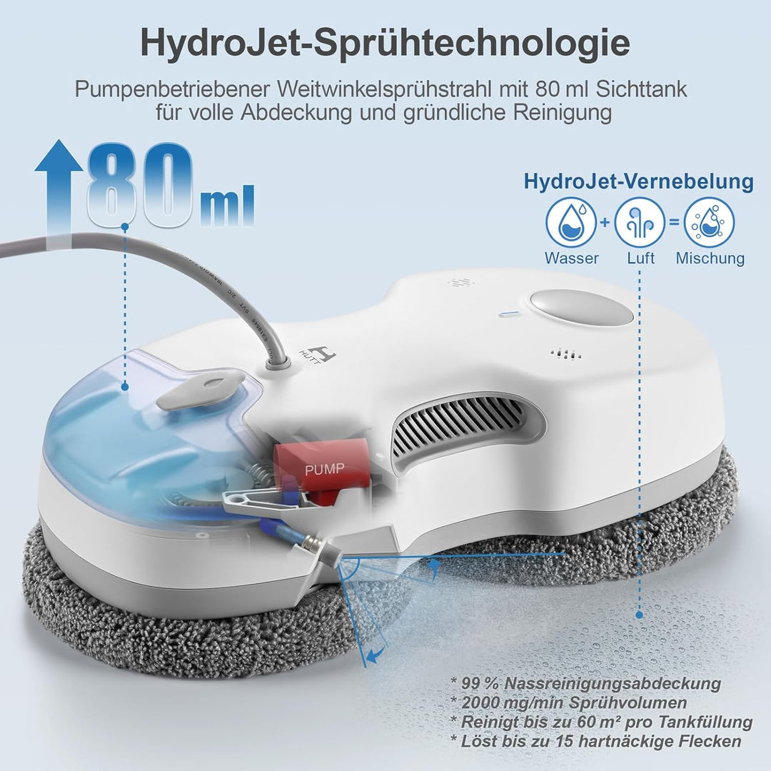HUTT S7 Plus Fensterputzroboter mit Akku Abnehmbarer (90Min Reinigung) 5500Pa, 3D Schwebendes Doppel