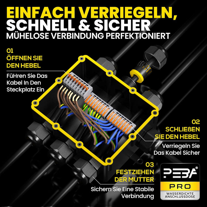 PEBA Abzweigdose IP68, Erdkabel Klemmdose Verbindungsdose, 7 Wege Junction Box, Klemmkasten, Wasserd