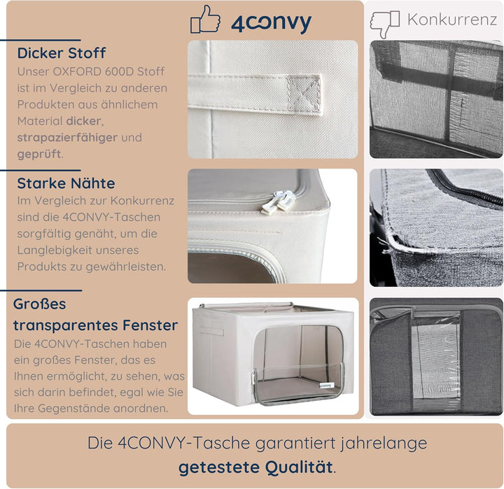 4CONVY Feste faltbare Kleideraufbewahrung Box mit Reissverschlüss - Aufbewahrungstasche für Bettdeck