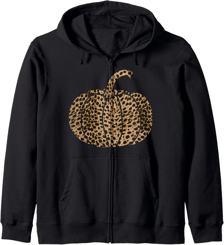 Leopard Cheetah Print Pumpkin Cute Womens Fall Autumn Gift Kapuzenjacke
