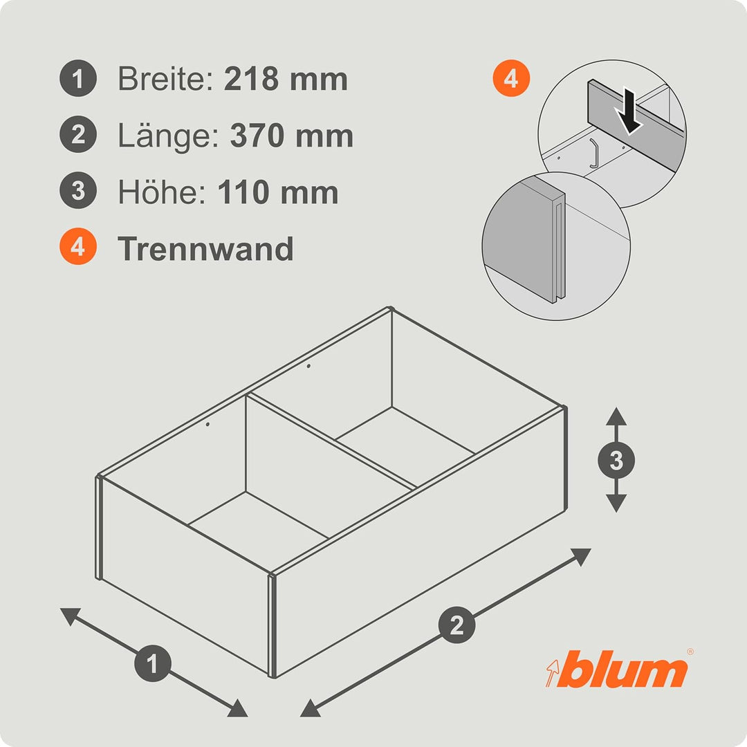 BLUM AMBIA-LINE Frontauszugsrahmen, ab NL400mm, B218mm, Farbe: Bardolino Eiche, Bardolino Eiche