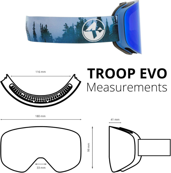 NAKED Optics The TROOP EVO Skibrille Männer, Ski Brille Frauen, Snowboardbrille, Skibrille mit Wechs