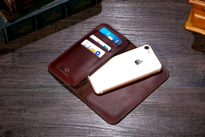 Cronus &amp; Rhea - Smartphone Geldbörse aus Leder - Modell: Cerberus - Mit Geschenkbox - Geldbeutel Hül