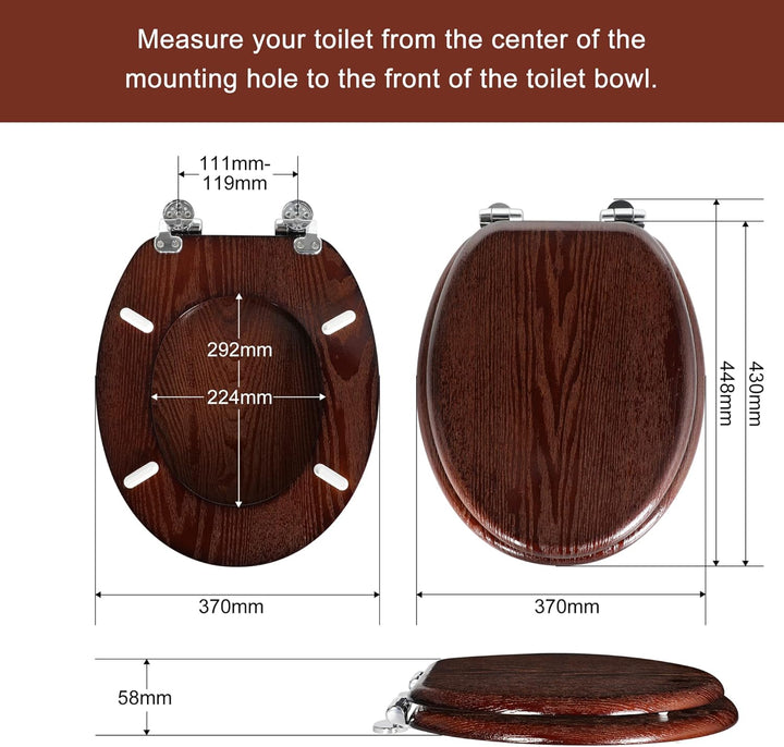 Angel Shield WC-Sitz aus Naturholz, WC-Sitz mit leise geschlossenen und schnell öffnenden Scharniere