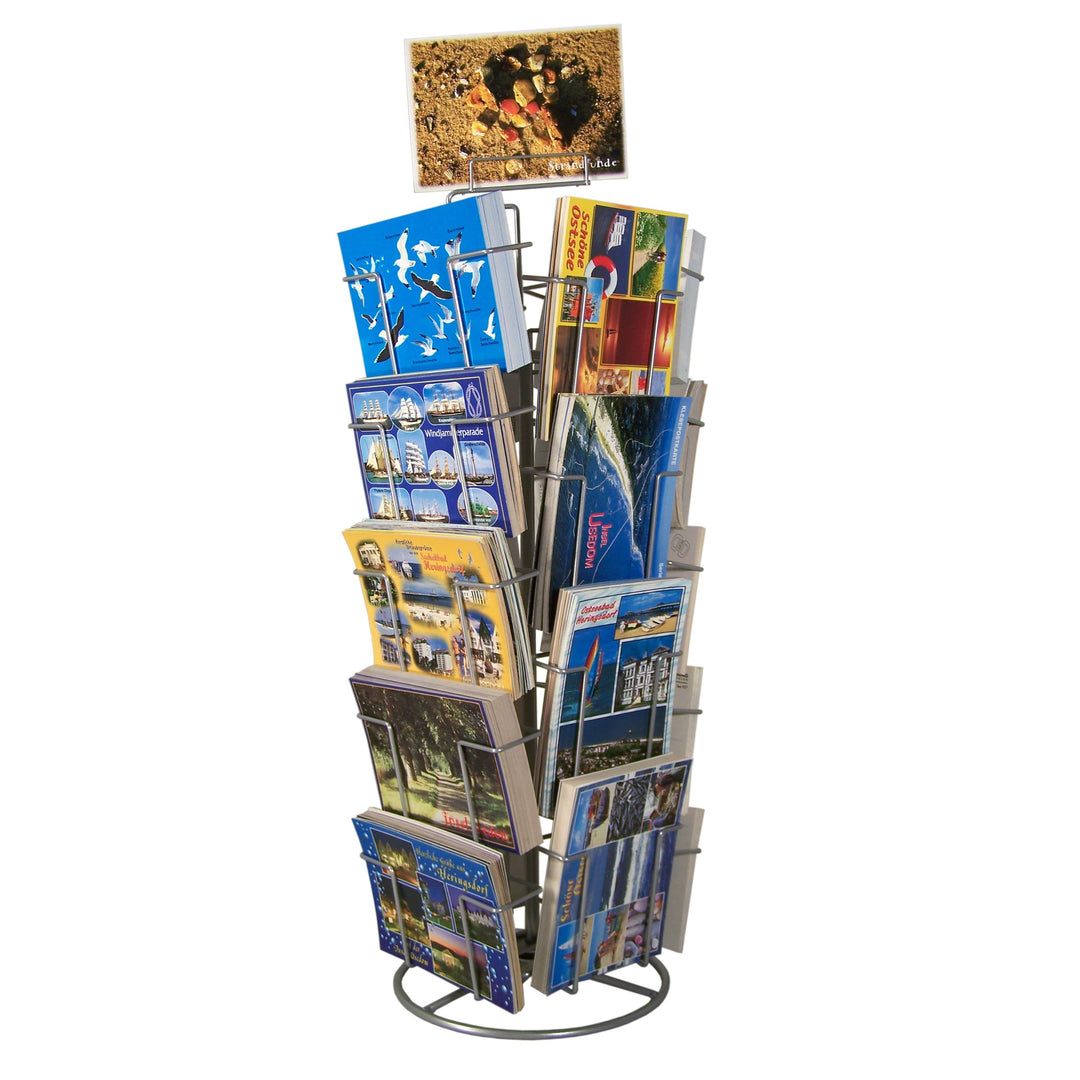 GERSO Theken-Kartenständer Postkartenständer für Postkarten 18 Motive drehbar 18 Fächer 105x150mm, 1