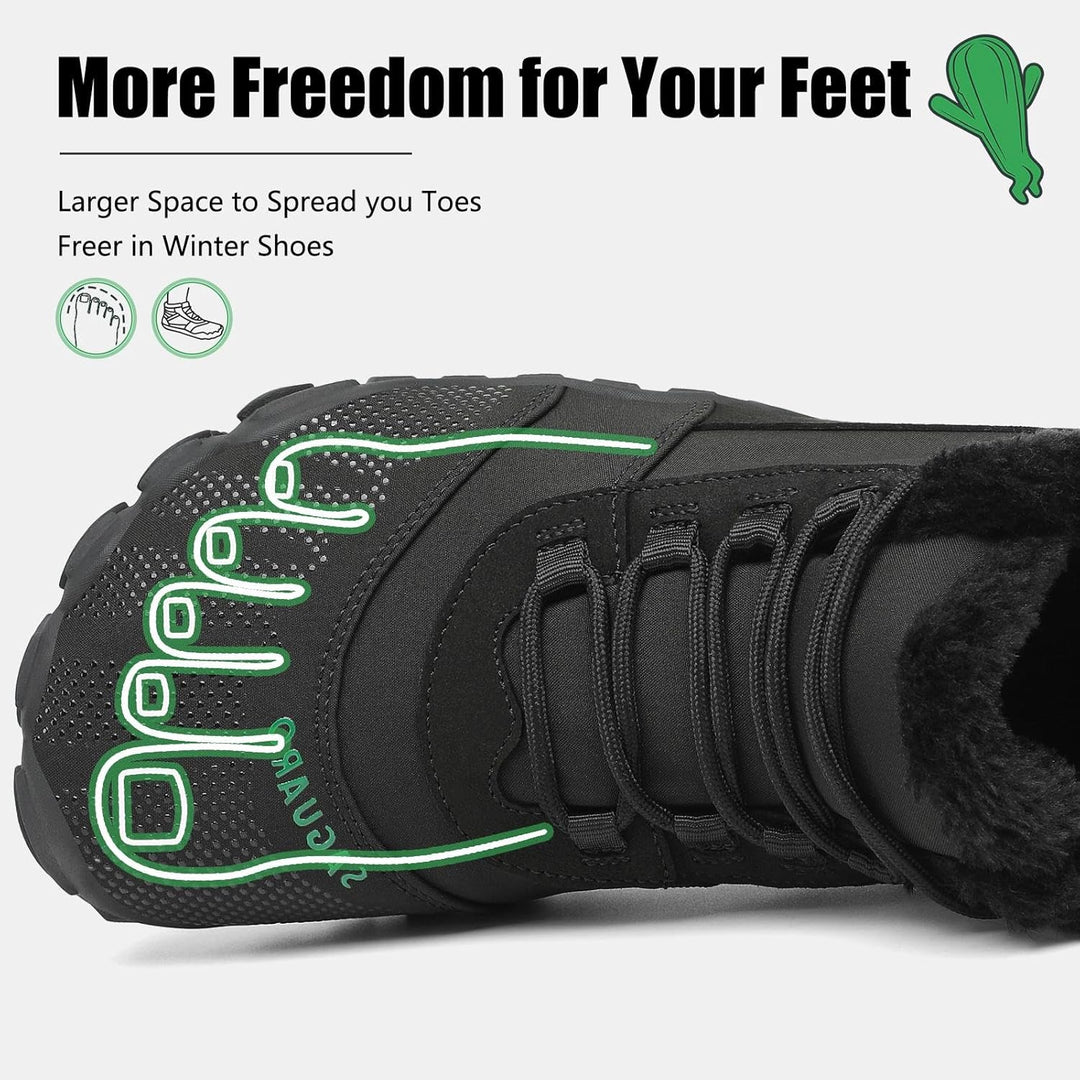 SAGUARO Barfussschuhe Gefüttert Herren Winterschuhe Damen Warm Winterstiefel, Schwarz