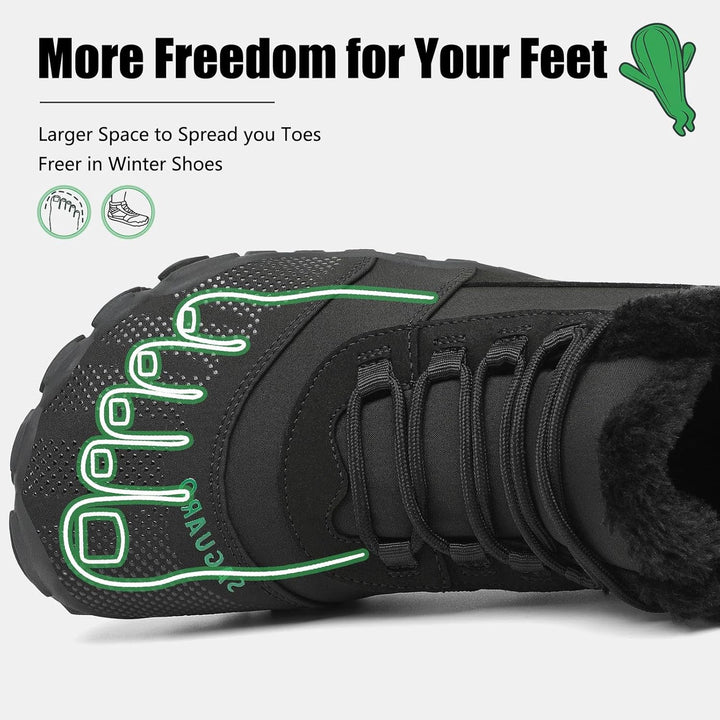 SAGUARO Barfussschuhe Gefüttert Herren Winterschuhe Damen Warm Winterstiefel, Schwarz