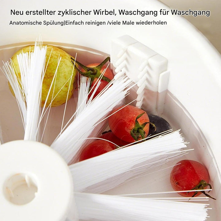 Multifunctional Fruit Cleaner Spinner with Hand Crank, Rotating Vegetable Washer and Potato Scrubber