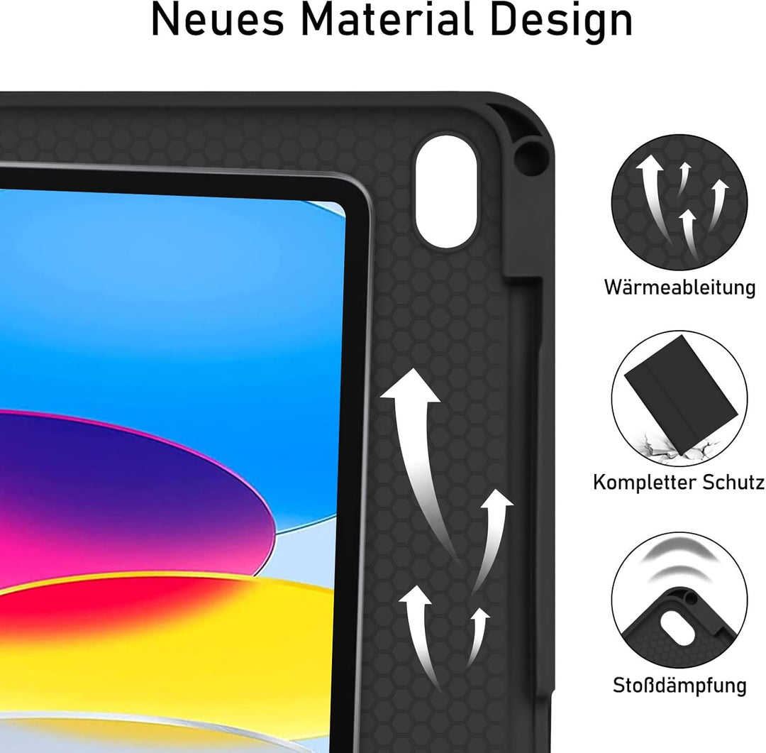 Hülle mit Tastatur für Ipad A16 11 Generation 2025/10 Generation 2022 (10,9/11 Zoll) - QWERTZ Layout