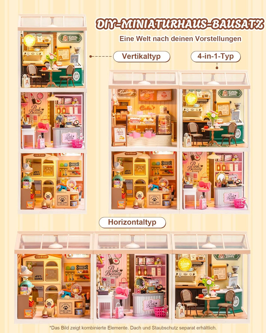 Rolife Super Creator Furry Friends' Home, DIY Miniature House mit Licht, Ohne Kleber, Niedliche Mini
