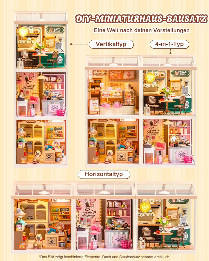 Rolife Super Creator Furry Friends' Home, DIY Miniature House mit Licht, Ohne Kleber, Niedliche Mini
