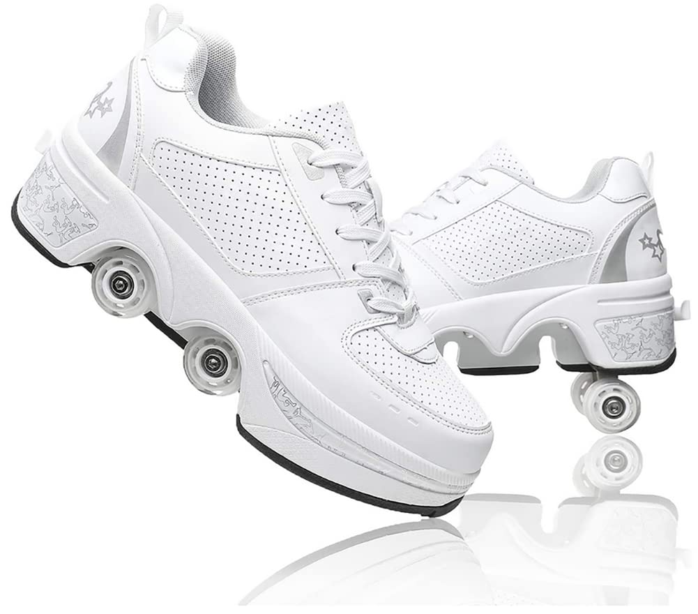 LDRFSE Schuhe mit Rollen, Rollschuhe Skateboard Schuhe Kinderschuhe Mit Rollen Skate Shoes Rollen Sc
