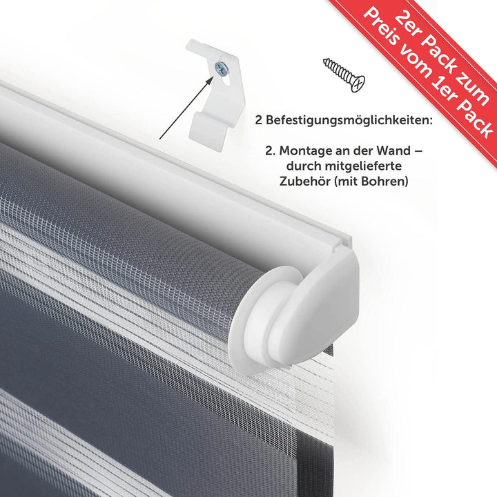 Blumtal Doppelrollo 65 x 130-155cm - Klemmfix Rollo, Rollos für Fenster ohne Bohren, Klemmrollo für
