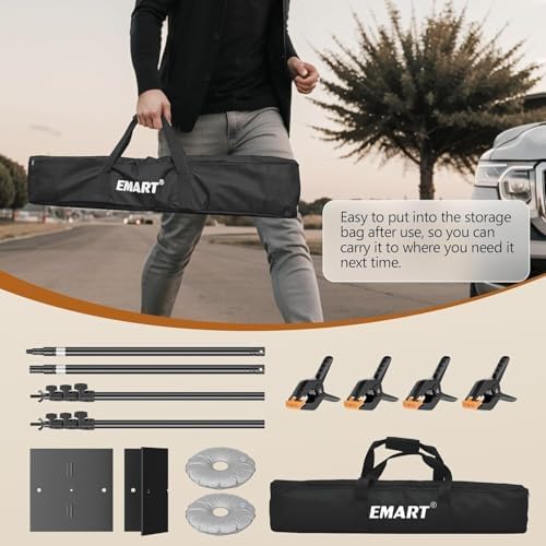EMART Foto Hintergrund Ständer mit Stahlsockel, 2,6m x 3m Verstellbarer Hintergrundsystem, Hintergru