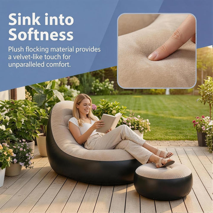 Aufblasbares Sofa mit Fusshocker, Aufblasbarer Sitzsack, Aufblasbares Stuhl Sofa, Luftsofa Aufblasba