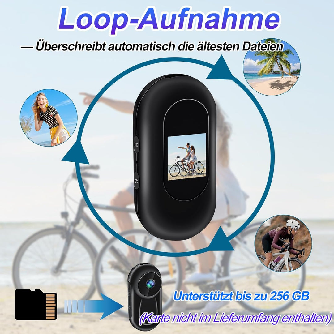 TANGMI Mini Kamera Action, Magnetische Halterung Mini Action Cam Bodycam, Integrierter Bildschirm Ac