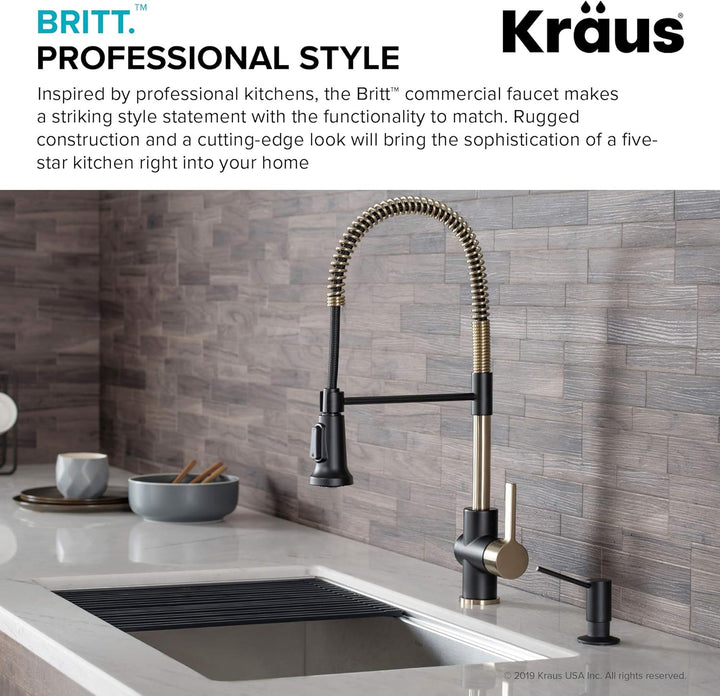 Kraus KPF-1690BGMB Britt Vorspülen/kommerzielle Küchenarmatur mit Doppelfunktions-Sprühkopf in All-B