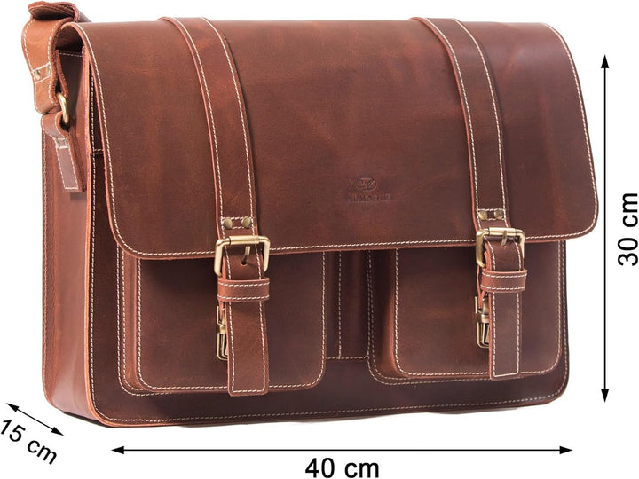 ALMADIH Leder Messenger *TOM* handgefertigt robustes Premium Rindsleder braun Vintage Sattlerqualitä