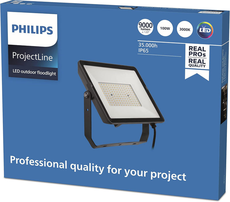 Philips ProjectLine Flutlicht, 100W, 3000K, schwarz ohne Sensor 3000K 100w, ohne Sensor 3000K 100w