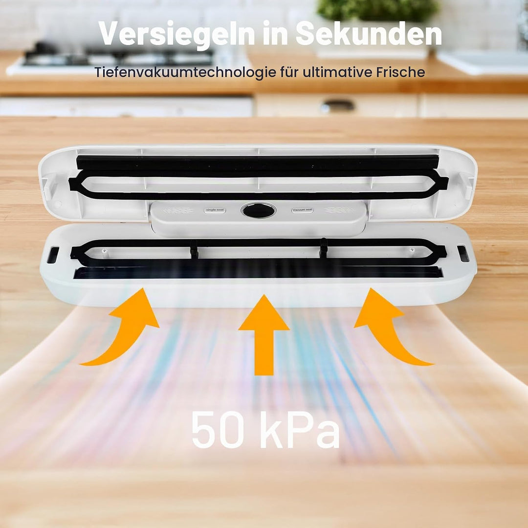 Profi Vakuumiergerät, Vakuumierer für Lebensmittel mit 30 Beuteln, Heiss- & Vakuumversiegelung, Plat