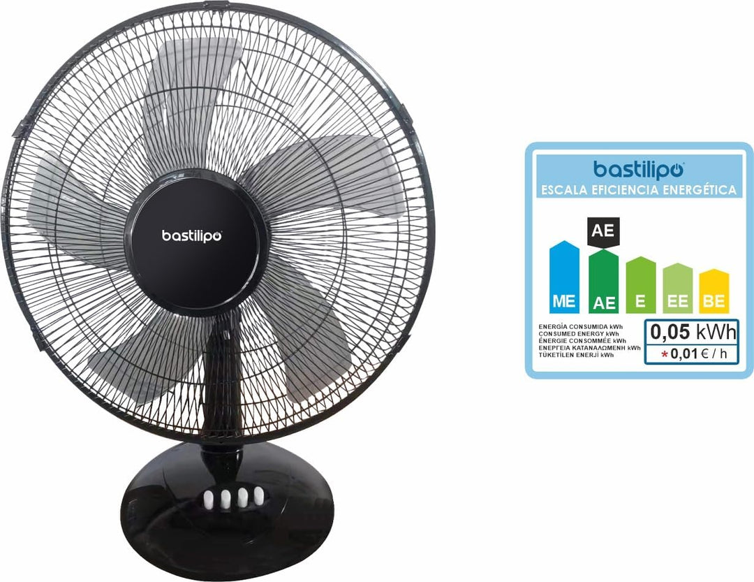 Bastilipo – 30 cm Tischventilator, 35 W Leistung, 3 Geschwindigkeiten, Modell Roche