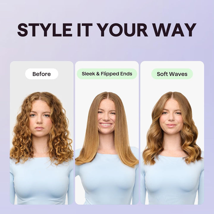 Wavytalk Glättbürste, Ionische Glätteisen und Bürste 2 in 1, Verbrühungsschutz Keramik Haarglätter B