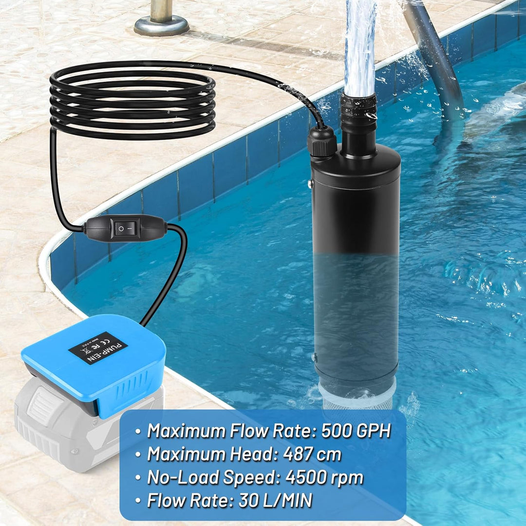 CPROSP Sumpfpumpe Kompatibel mit Bosch GBA 18V Batterie (Keine Batterie), Wasserpumpe 30L/min, Trans