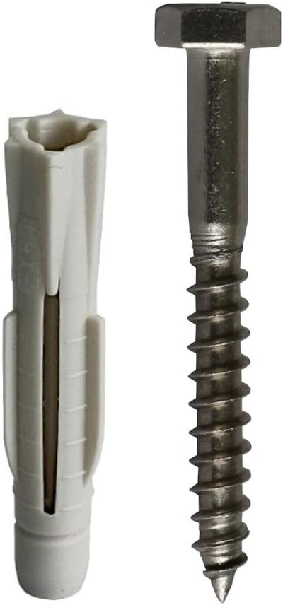 TIBU Eiche Holz Handlauf Geländer 0,3m - 6m, Länge 50 cm, Ende gefast und 2 gerade Halter 50 mit 2 H