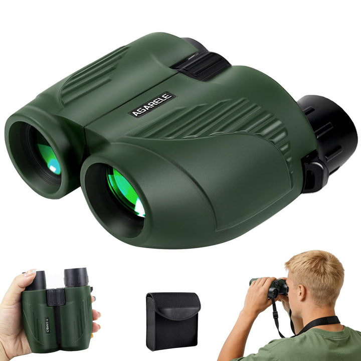 Fernglas für Erwachsene und Kinder, 10x25 Kompaktes Kleines Fernglas mit HD Linsen, Leicht, mit Gürt